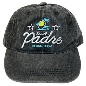 South Padre Island Texas Dark Grey Adjustable Cotton Beach Cap